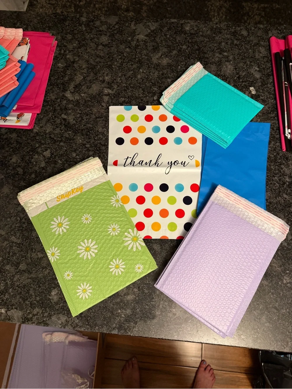 Bundle of 45 Poly Mailer & Bubble Pouch Shipping Supplies Assorted Size & Design